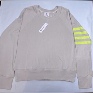 NWT Sundry Cream Sweatshirt with Strips on sleeve Size 1